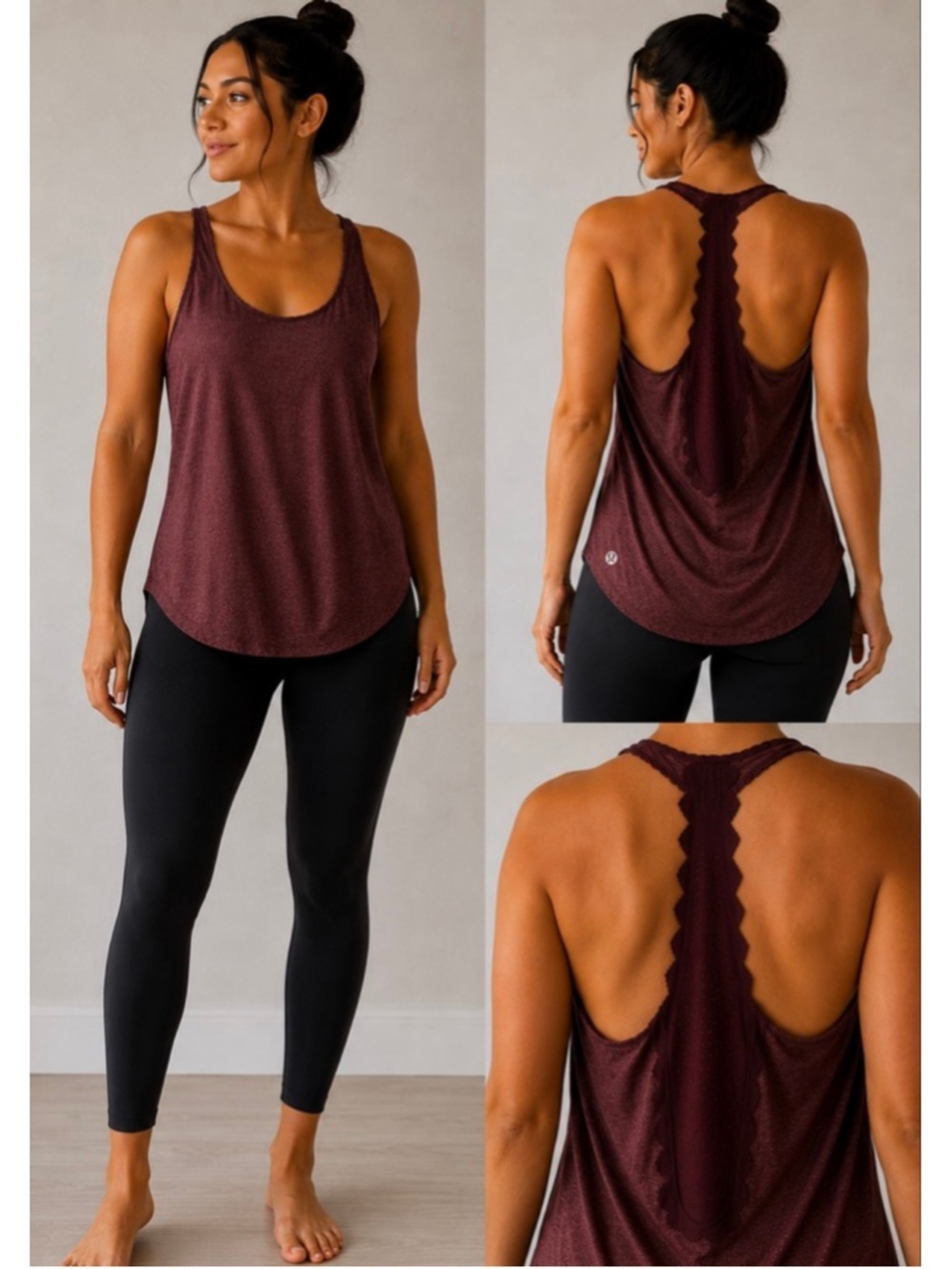 Lululemon Women’s Racerback Tank Top Size 6 Burgundy Open Back Yoga Athletic